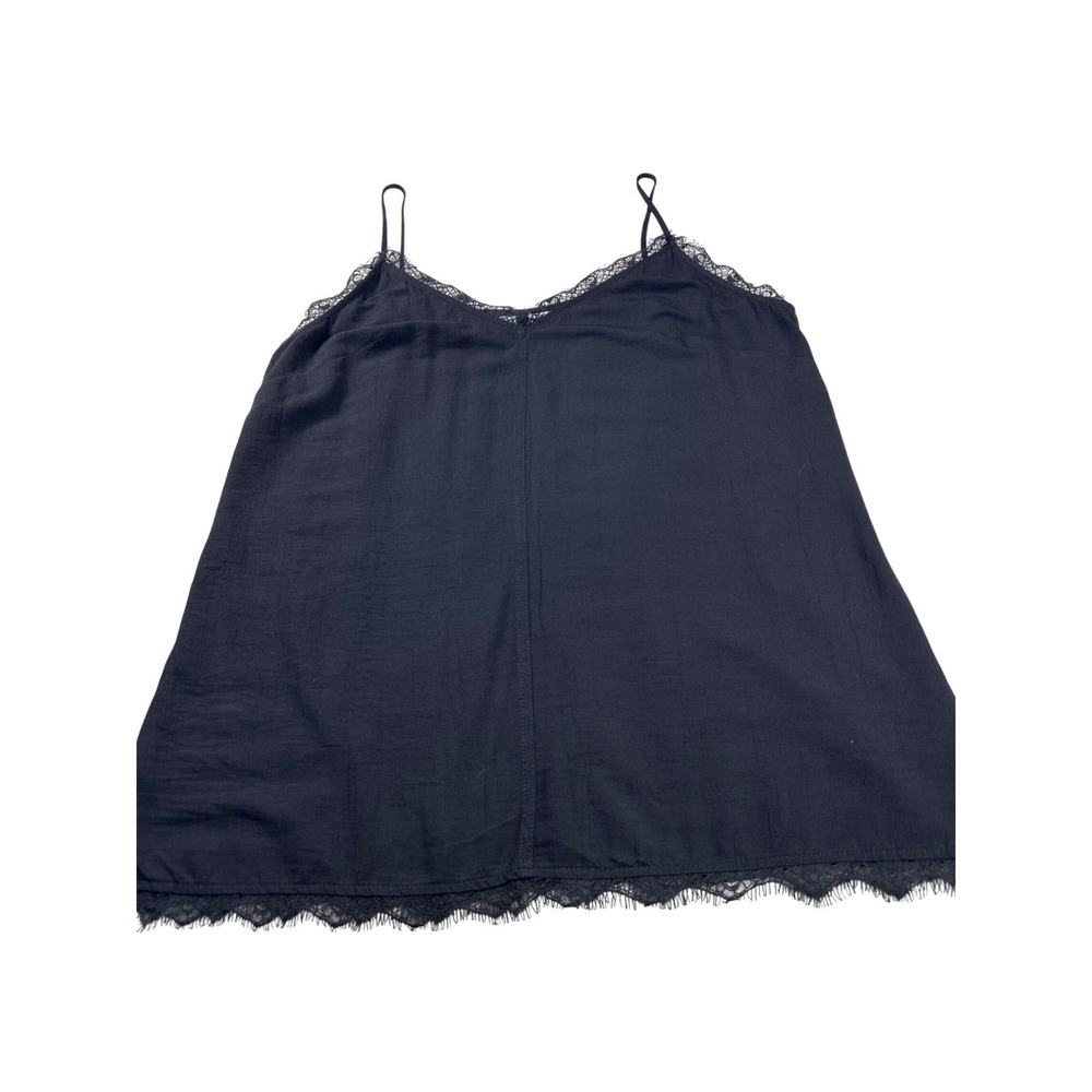 H&M L.O.G.G. Black Lace Trim Camisole Top Rayon Blend Size 14